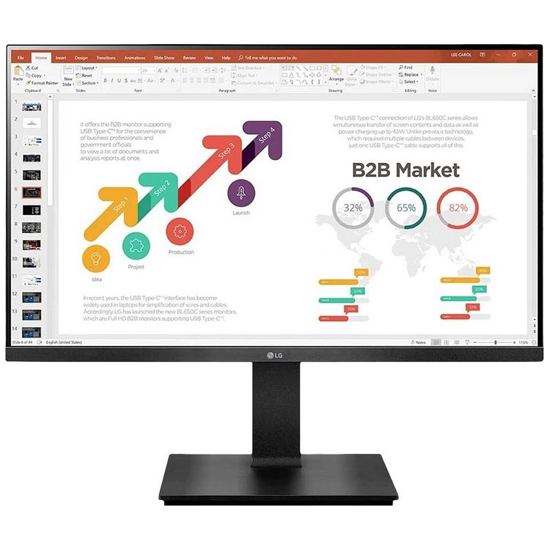 Foto van Lg electronics 24bp45sp-b led-monitor 61 cm (24 inch) energielabel e (a - g) 1920 x 1080 pixel full hd 5 ms vga, hdmi, displayport, hoofdtelefoon (3.5 mm