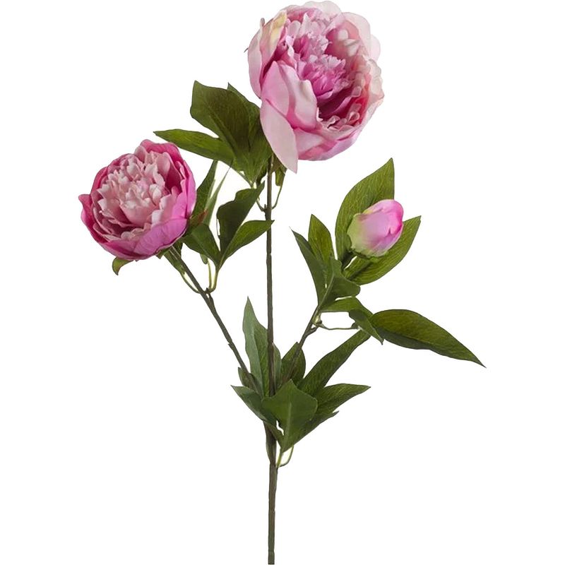 Foto van Kunstbloem pioenrozen tak 70 cm roze - kunstbloemen