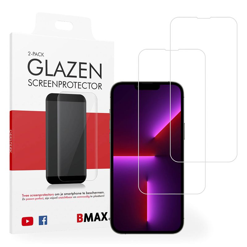 Foto van 2-pack bmax iphone 13 pro max screenprotector - glass - 2.5d