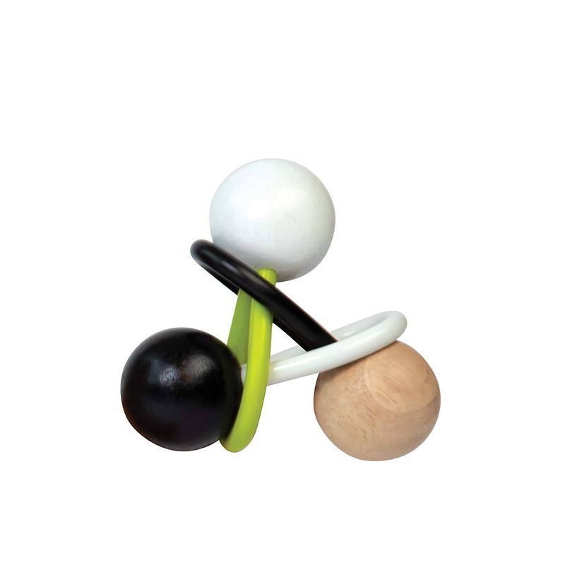 Foto van Manhattan toy bijtring junior 11,43 cm hout/siliconen zwart/wit/groen