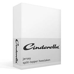 Foto van Cinderella jersey split-topper hoeslaken - 100% gebreide jersey katoen - 2-persoons (140x200/210 cm) - white
