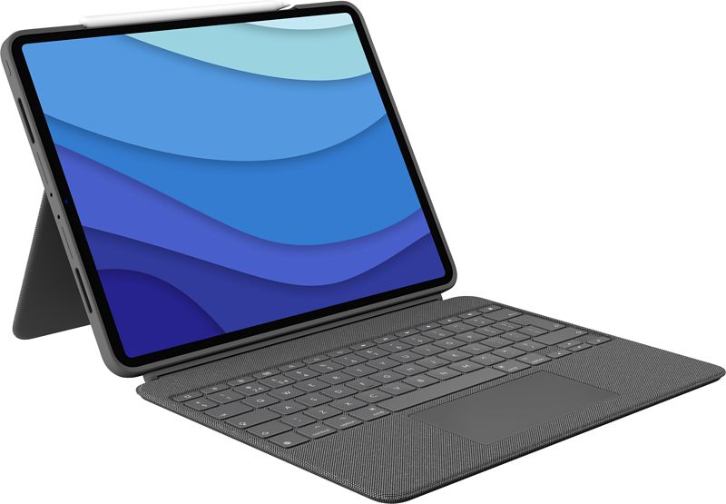 Foto van Logitech combo touch apple ipad pro 12.9 inch (2021) toetsenbord hoes qwerty beige