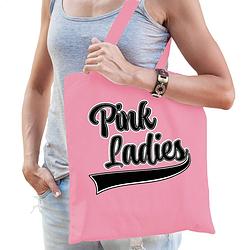 Foto van Shopper/tas grease pink ladies - 42 x 38 cm - roze - feest boodschappentassen