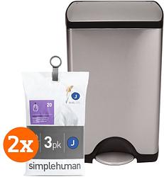 Foto van Simplehuman rectangular classic 38 liter rvs + vuilniszakken (120 stuks)