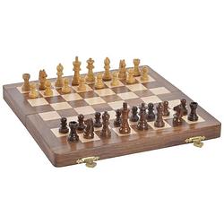 Foto van Houten schaakspel in kist/koffer 25 x 25 cm - denkspellen
