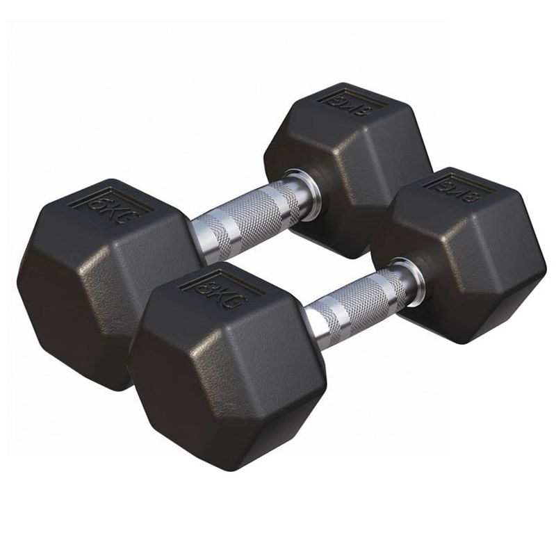 Foto van Dumbells 6 en 8 kg hexagon rubber