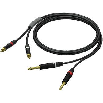 Foto van Procab pra631/1.5 prime kabel 2x rca - 2x 6.3 mm ts jack 1.5m