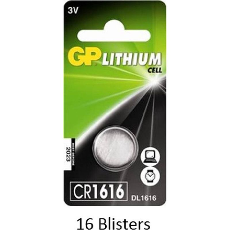 Foto van 16 stuks (16 blisters a 1 stuks) gp lithium knoopcel cr1616