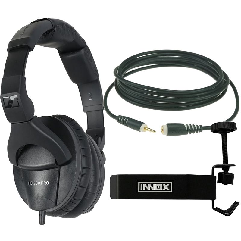 Foto van Sennheiser hd 280 pro hoofdtelefoon + hoofdtelefoon houder & verlengkabel