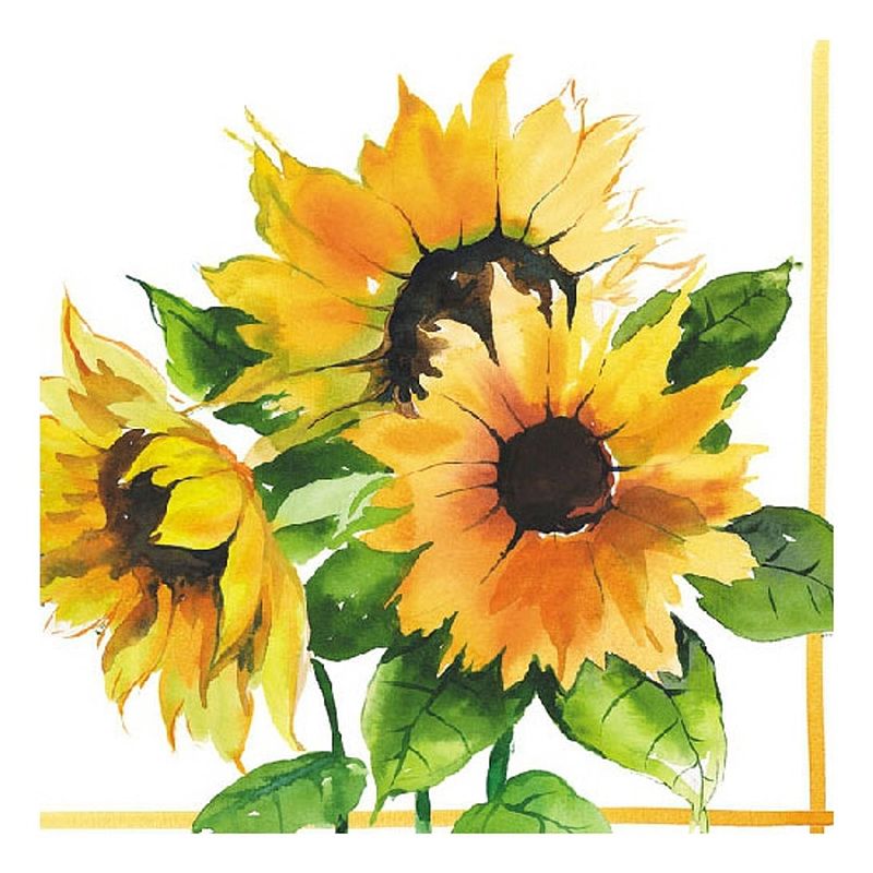 Foto van 60x zonnebloemen thema servetten 33 x 33 cm - feestservetten