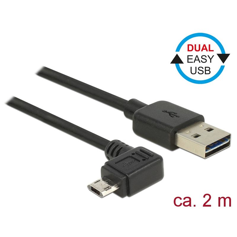 Foto van Delock easy usb micro kabel haaks links/rechts 2 meter