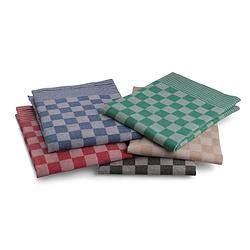 Foto van Seashell theedoeken set - 36 stuks - 50x70cm - 4 kleuren - blokpatroon - geblokt - horeca