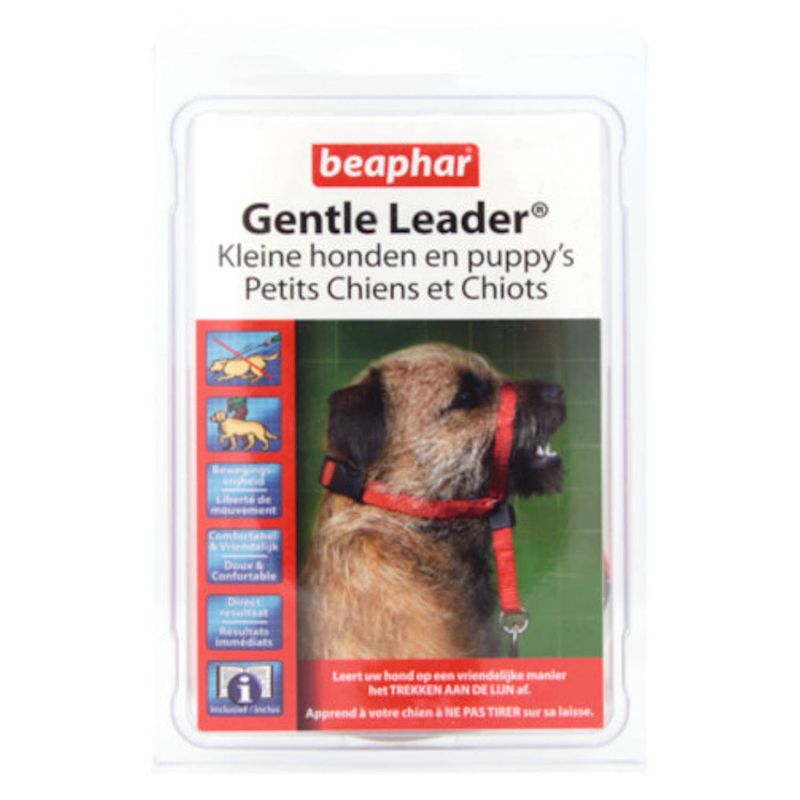 Foto van Beaphar hoofdhalsband hond nylon rood maat s