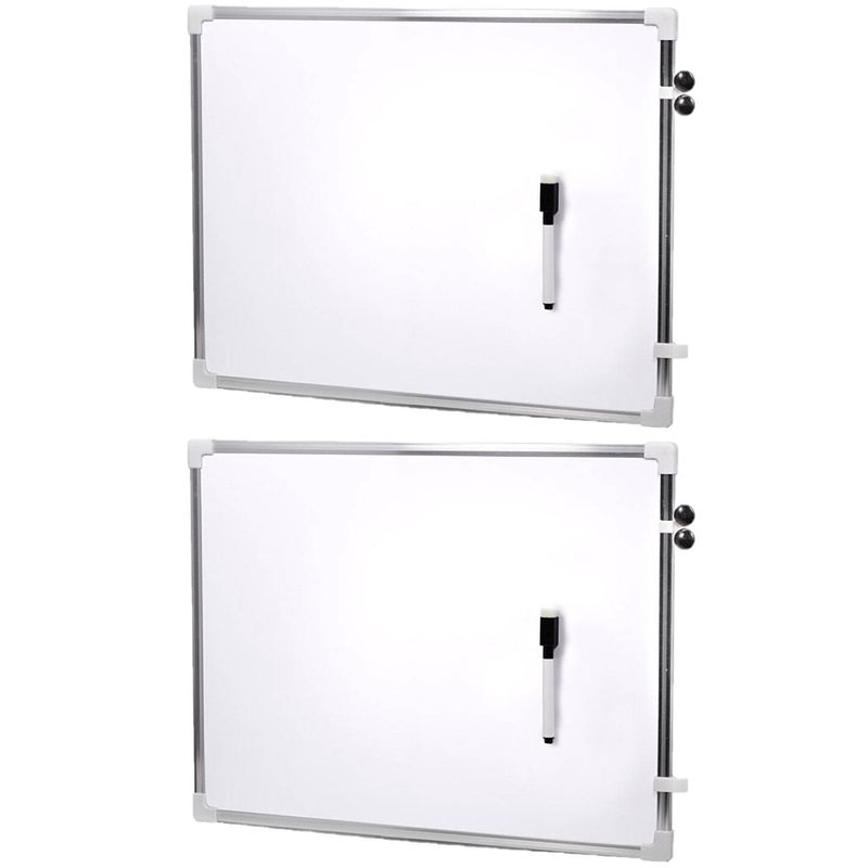 Foto van 2x stuks magnetische whiteboards met marker met wisser 70 x 50 cm - whiteboards