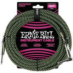 Foto van Ernie ball 6082 braided instrument cable, 5.5 meter, black/green