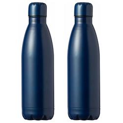 Foto van Rvs waterfles/drinkfles - 2x - kleur blauw - met schroefdop - 790 ml - drinkflessen