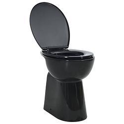 Foto van Vidaxl toilet verhoogd 7 cm soft-close randloos keramiek zwart