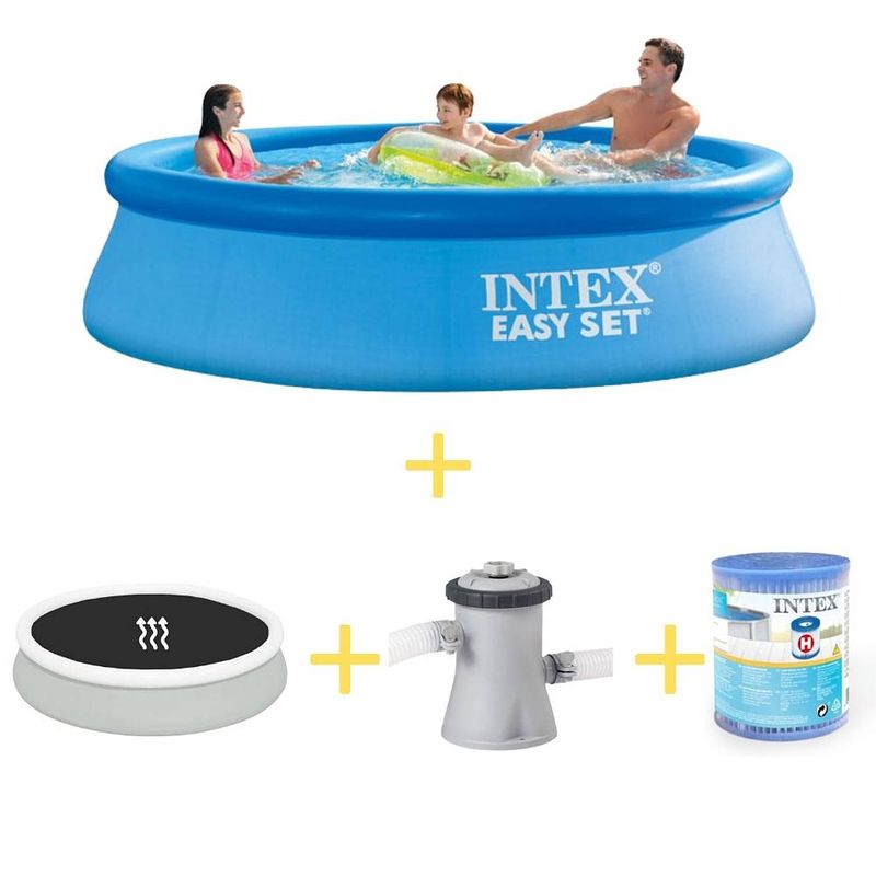 Foto van Intex zwembad - easy set - 366 x 76 cm - inclusief solarzeil, filterpomp & filter