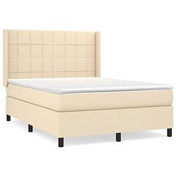 Foto van The living store boxspringbed - crème - 203x147x118/128 cm - pocketvering matras - middelharde ondersteuning