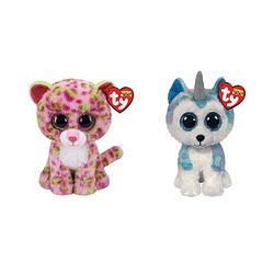 Foto van Ty - knuffel - beanie boo's - lainey leopard & helena husky