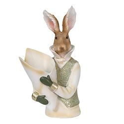 Foto van Clayre & eef decoratie beeld konijn 16*13*30 cm beige kunststof decoratief figuur paashaas woonaccessoires bruin