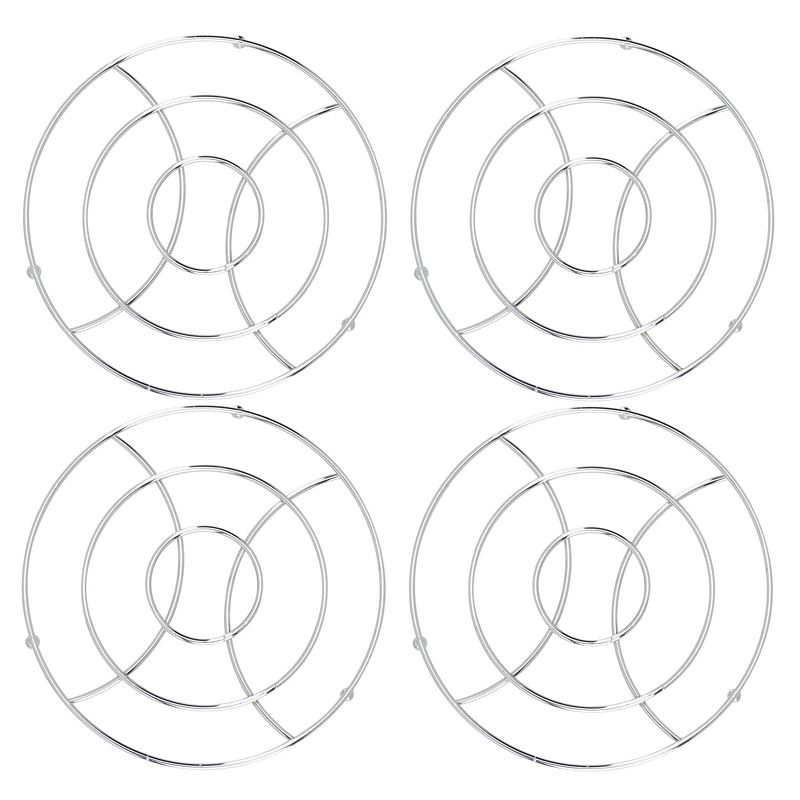 Foto van Set van 4x stuks ronde pannen onderzetters van metaal/chroom 18 cm - panonderzetters