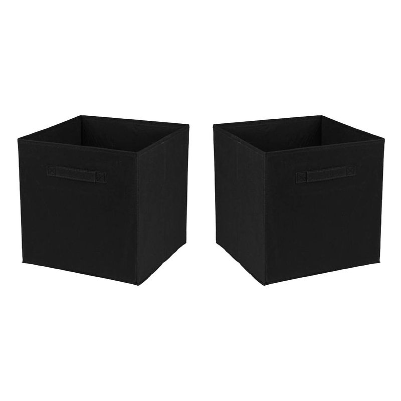 Foto van Urban living opbergmand/kastmand square box - 2x - karton/kunststof - 29 liter - zwart - 31 x 31 x 31 cm - opbergmanden