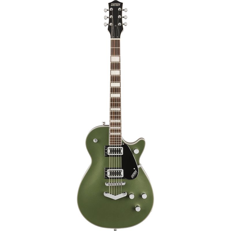 Foto van Gretsch g5220 electromatic jet bt single-cut v-stoptail olive metallic elektrische gitaar