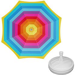 Foto van Parasol - regenboog - d180 cm - incl. draagtas - parasolvoet - 42 cm - parasols