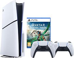 Foto van Playstation 5 slim disc edition + avatar: frontiers of pandora + extra controller wit