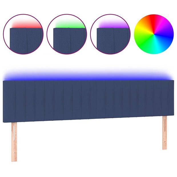 Foto van Vidaxl hoofdbord led 180x5x78/88 cm stof blauw