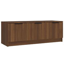 Foto van The living store tv-kast hoge kwaliteit bruineiken bewerkt hout - 102 x 35 x 36.5 cm