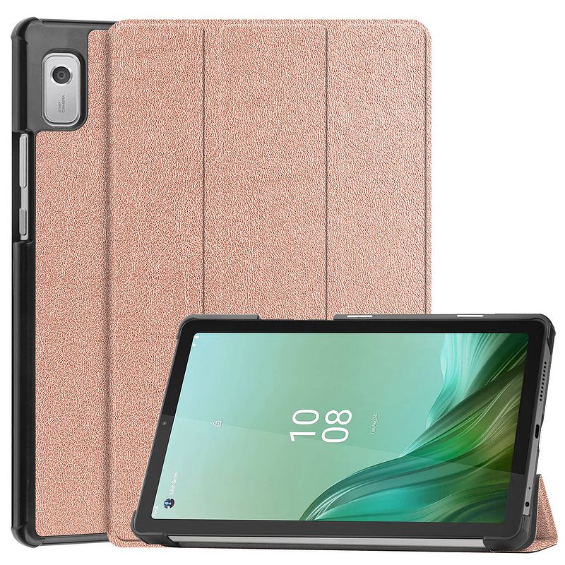 Foto van Basey lenovo tab m9 hoes case hoesje - lenovo tab m9 hoesje hard cover lenovo tab m9 bookcase hoes - rosé goud