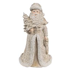 Foto van Clayre & eef beeld kerstman 15 cm goudkleurig polyresin kerstfiguren goudkleurig kerstfiguren