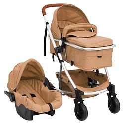 Foto van Vidaxl kinderwagen 3-in-1 aluminium taupe