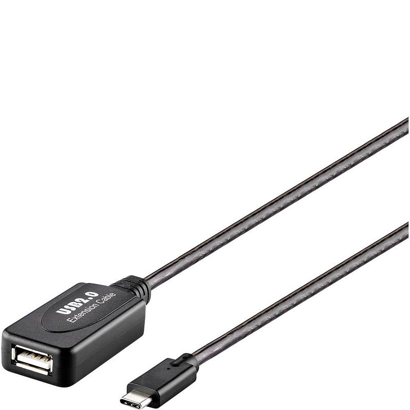 Foto van Renkforce usb-kabel usb 2.0 usb-c® stekker, usb-a bus 10.00 m zwart vergulde steekcontacten rf-5067256