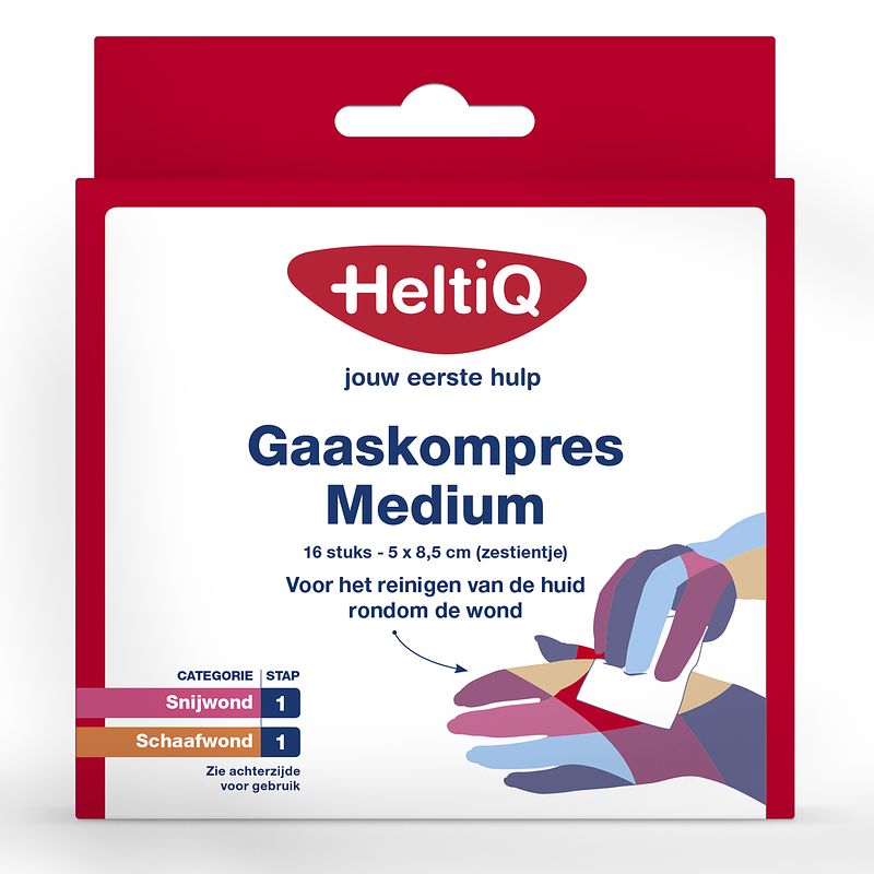 Foto van Heltiq gaaskompres 5 cm x 8,5 cm, 16 stuks bij jumbo