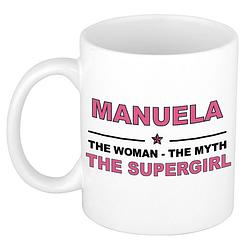 Foto van Manuela the woman, the myth the supergirl cadeau koffie mok / thee beker 300 ml - naam mokken