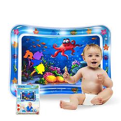 Foto van Tenify waterspeelmat - watermat - speelkleed - opblaasbaar - tummy time - baby speelgoed 0 jaar - kraamcadeau - blauw