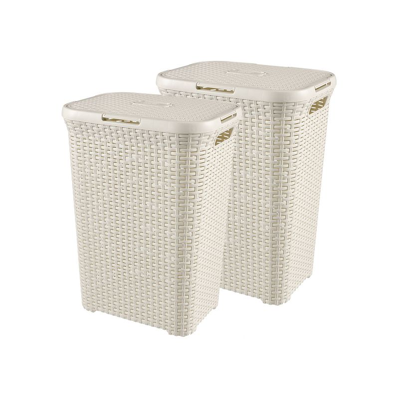 Foto van Curver style wasmand met deksel - 60l - 2 stuks - wit