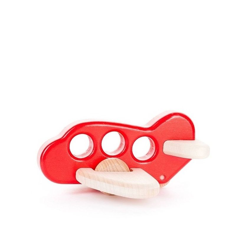 Foto van Bajo houten speelgoedvoertuig vliegtuig - rood