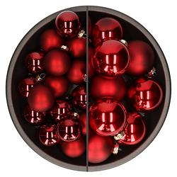 Foto van Othmar decorations kerstballen - 46x st - rood - glas - 6 en 8 cm - kerstbal
