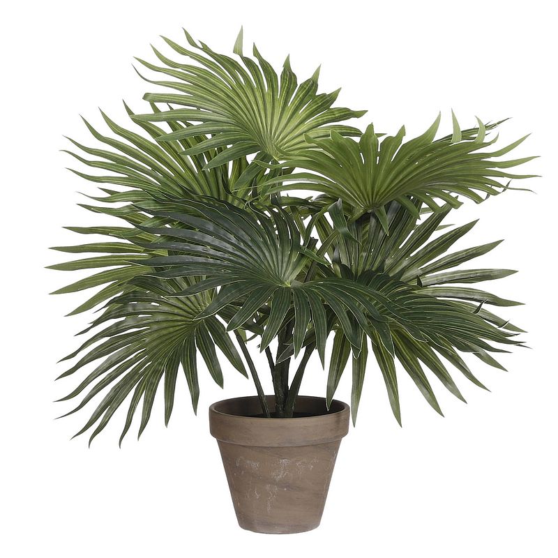 Foto van Mica decorations palm kunstplant - groen - h40 x d35 cm - kunstplanten