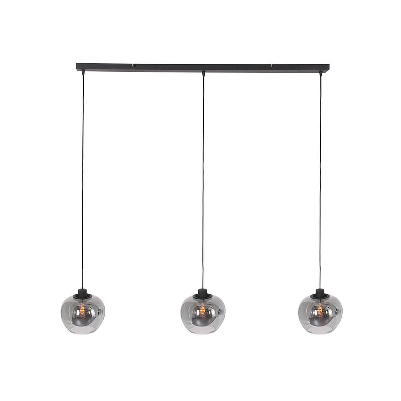 Foto van Steinhauer lotus hanglamp - e27 (grote fitting) - smokeglas en zwart