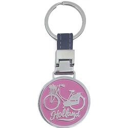 Foto van Matix sleutelhanger holland fiets 4 cm staal roze/zilver