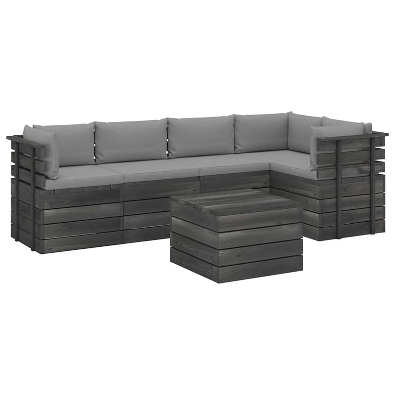 Foto van Vidaxl 6-delige loungeset met kussens pallet massief grenenhout