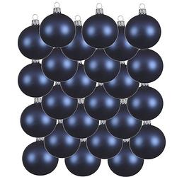 Foto van 24x glazen kerstballen mat donkerblauw 8 cm kerstboom versiering/decoratie - kerstbal