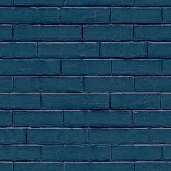 Foto van Good vibes behang brick wall blauw