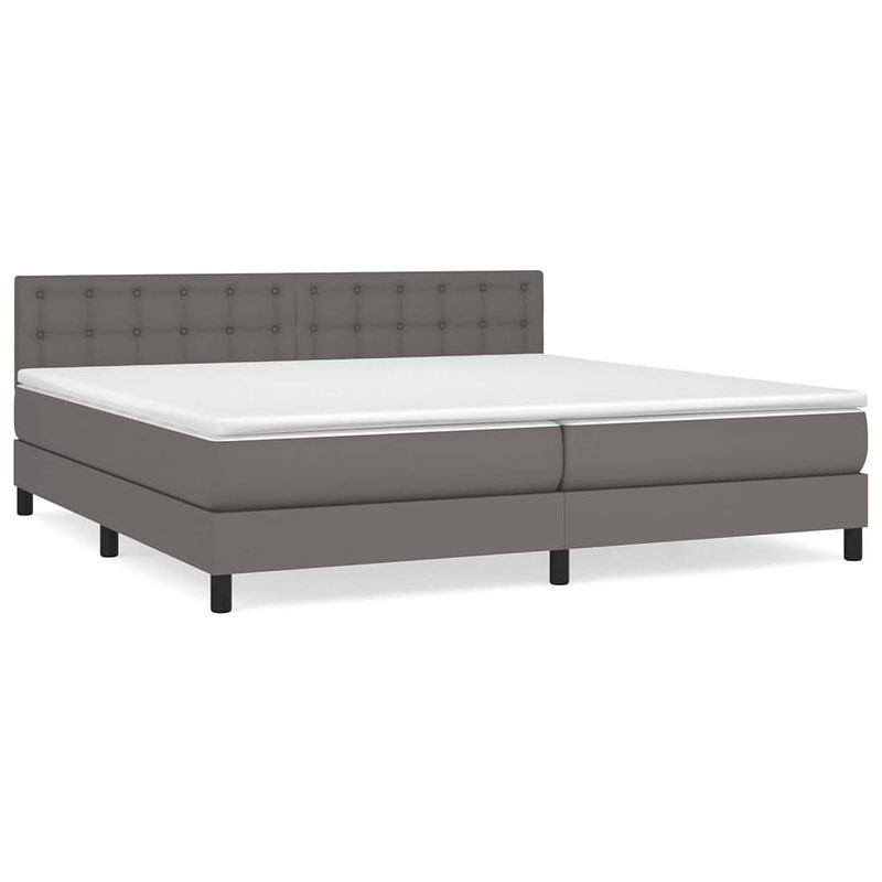 Foto van The living store boxspring bed - premium - grijs - 203x200x78/88cm - kunstleer