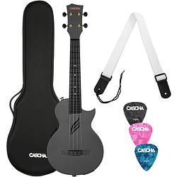 Foto van Cascha hh 2258e black elektrisch-akoestische carbon fiber concert ukelele set